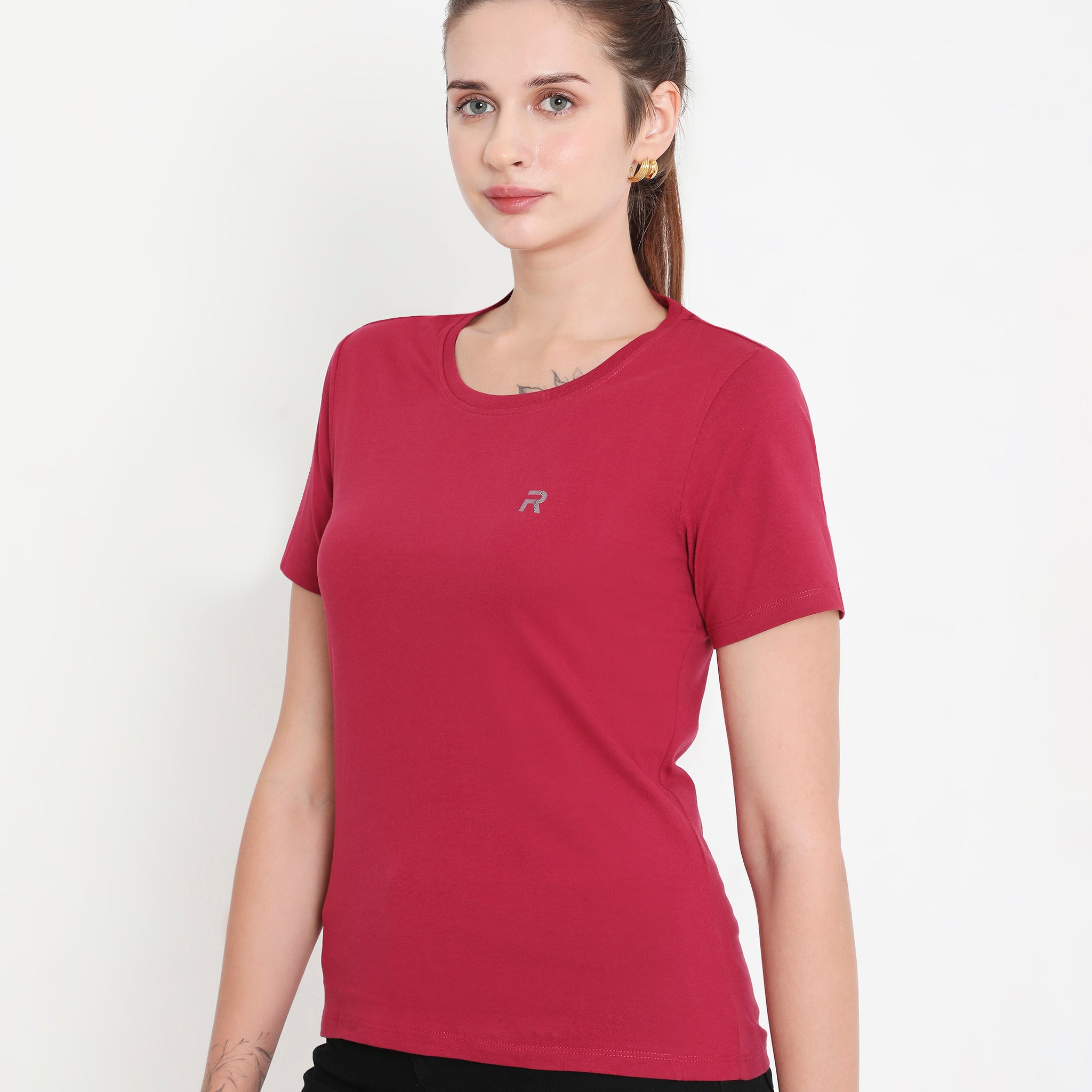 Beet Red Essential Cotton T-Shirt For Women - 002
