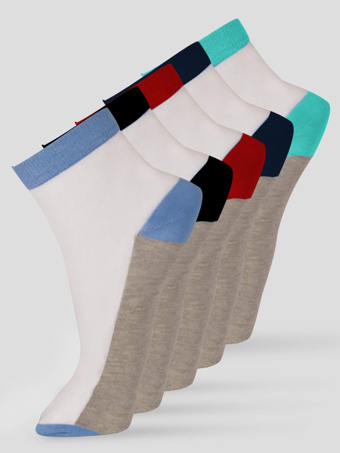 FRENCHIE PO5 SOLID COLOR BLOCKING DESIGN ANKLE LENGTH CUT ASSORTED COTTON  SOCKS 11