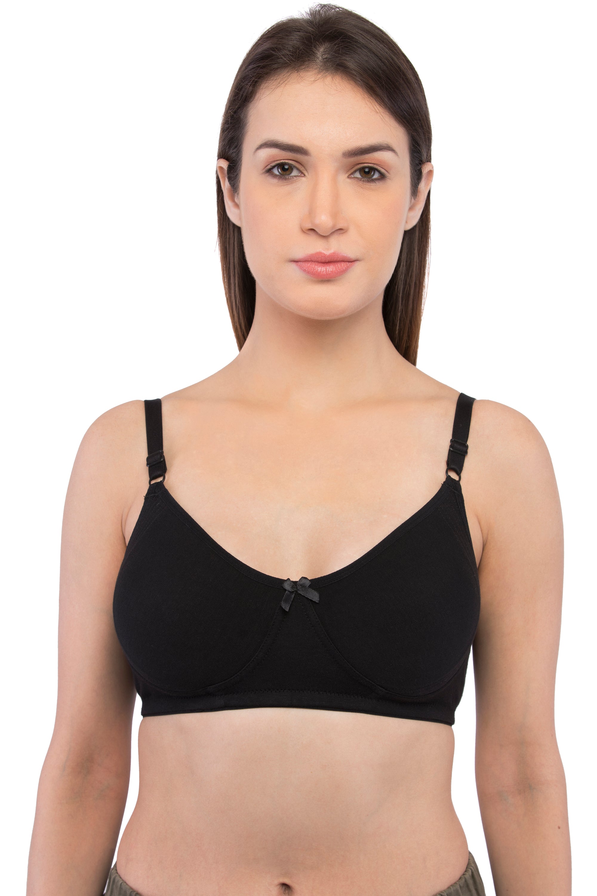 Buy ENVIE Women's Cotton Full Coverage Bra with Satin/Stylish Non-Padded,  Non-Wired Bra/Inner Wear for Ladies Daily Use T-Shirt Bra - Black (40C)  Online at Best Prices in India - JioMart.