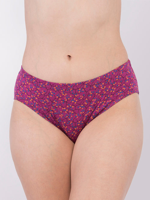 Feelings Women's Inner Elastic Cotton Hipster Panty Plain - Assorted Colours (Amelie-101)
