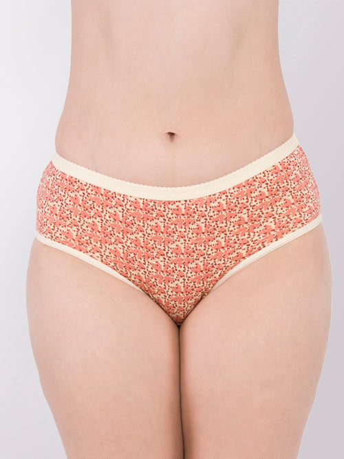 Feelings Passion Women's Outer Elastic Cotton Hipster Panty Printed- Assorted Colours
