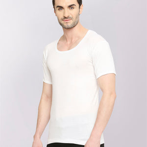 VIP Men's Cotton Vest - Bonus Premium Round Neck with Sleeves White