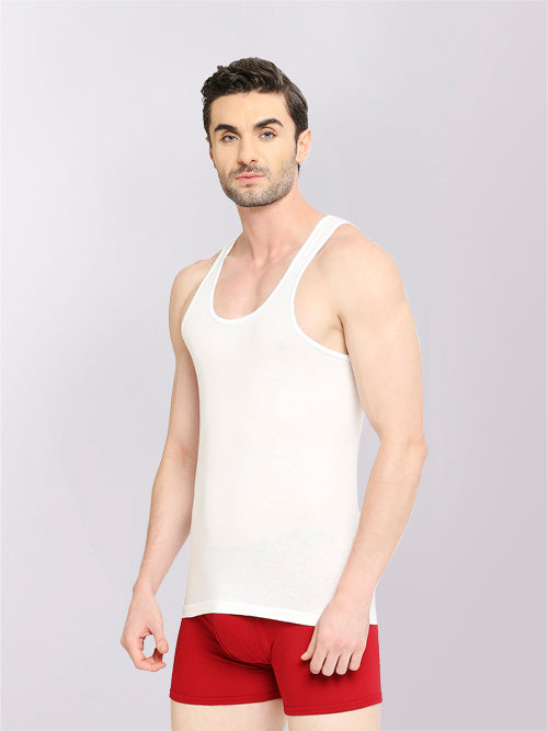 Buy Wearslim® Men's Premium White Round Neck Sleeveless Slim Fit Ultra Soft  Super Combed Cotton Vest - Small (Pack of 2) at
