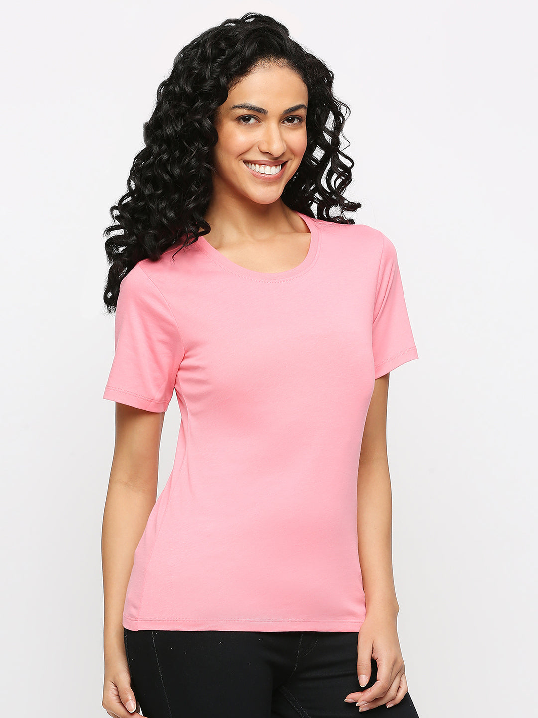 Feelings Round Neck Pink T-Shirt