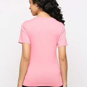 Feelings Round Neck Pink T-Shirt