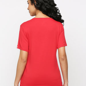 Feelings Round Neck Red T-Shirt