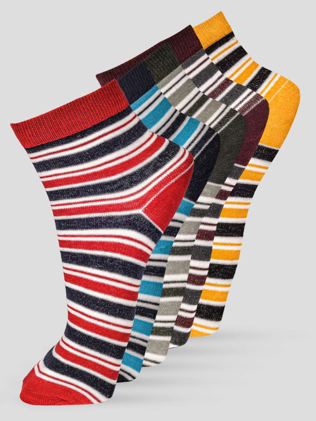 FRENCHIE PO5 STRIPERS ALL OVER DESIGN ANKLE LENGTH CUT ASSORTED COTTON  SOCKS 05