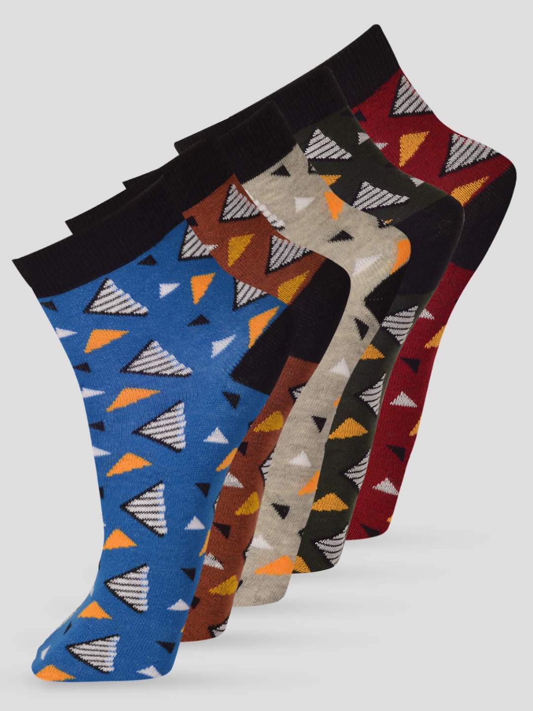 FRENCHIE PO5 GEOMETRIC ALL OVER DESIGN ANKLE LENGTH CUT ASSORTED COTTON SOCKS 02