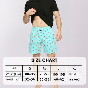 BOKSA Men's Printed Cotton Boxer Shorts with Side Pockets - Sky Blue Bird