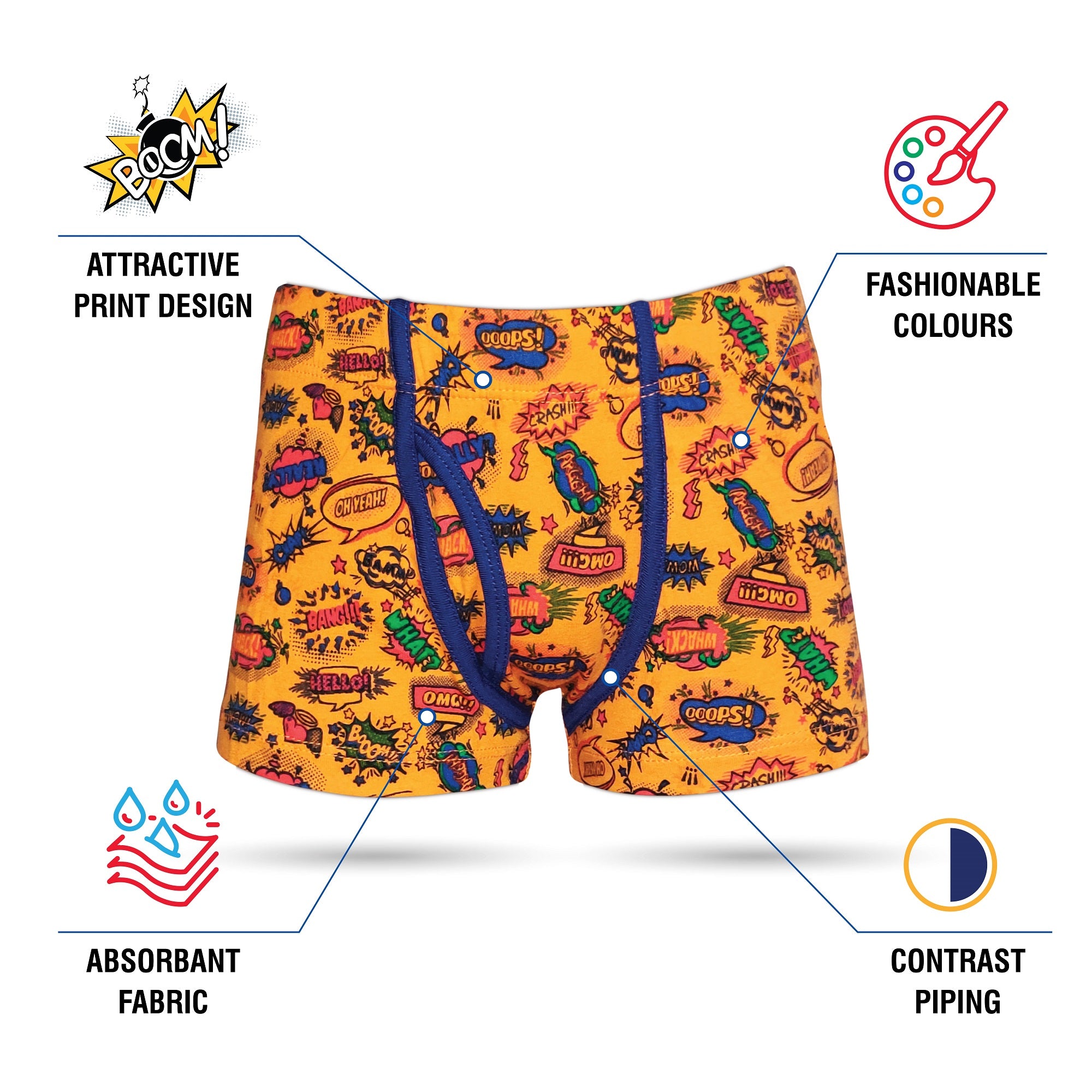 TR002 Kid's Soft Cotton Printed Trunk for Boys - Assorted Colours