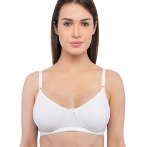 Allure Essential Non-Padded Full Coverage White Cotton Bra for Women