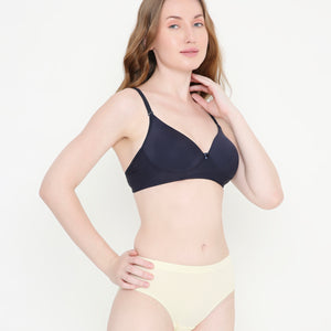 Silky Soft Second Skin T-Shirt Bra | Non Padded | Full Coverage bra for Women - Navy Blue