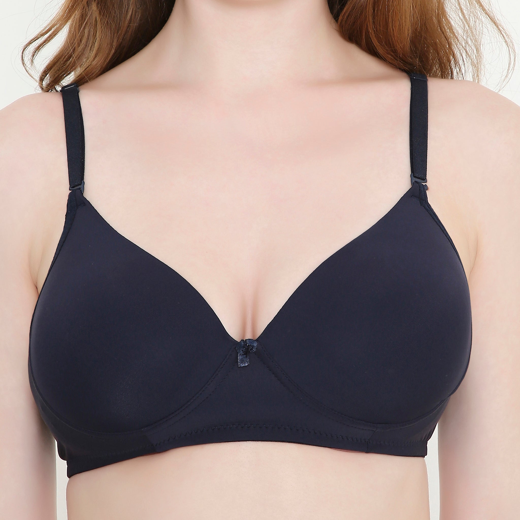 Silky Soft Second Skin T-Shirt Bra | Non Padded | Full Coverage bra for Women - Navy Blue