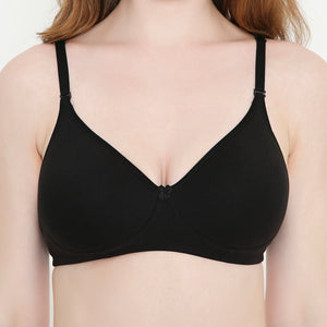 Women's Solid Black Lightly Padded Everyday T-Shirt Bra