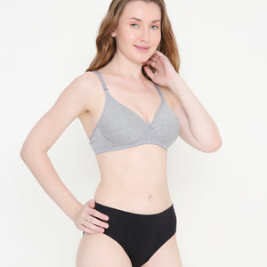 Women's Grey Melange Lightly Padded Everyday T-Shirt Bra