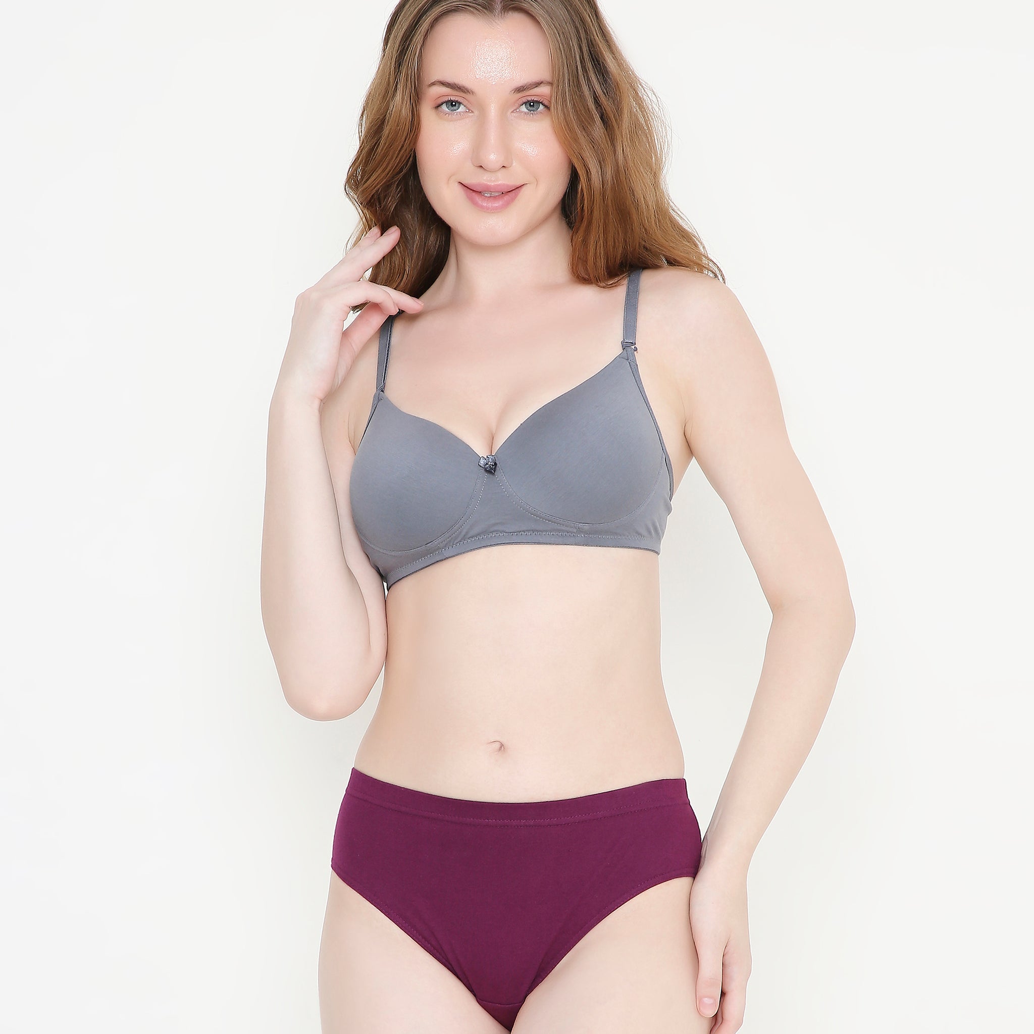 Everyday Comfort Padded Stretchable Cotton T-Shirt Bra - Dark Grey