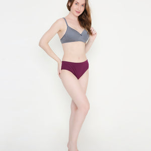 Everyday Comfort Padded Stretchable Cotton T-Shirt Bra - Dark Grey