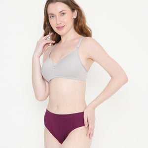 Everyday Comfort Padded Stretchable Cotton T-Shirt Bra - Light Grey