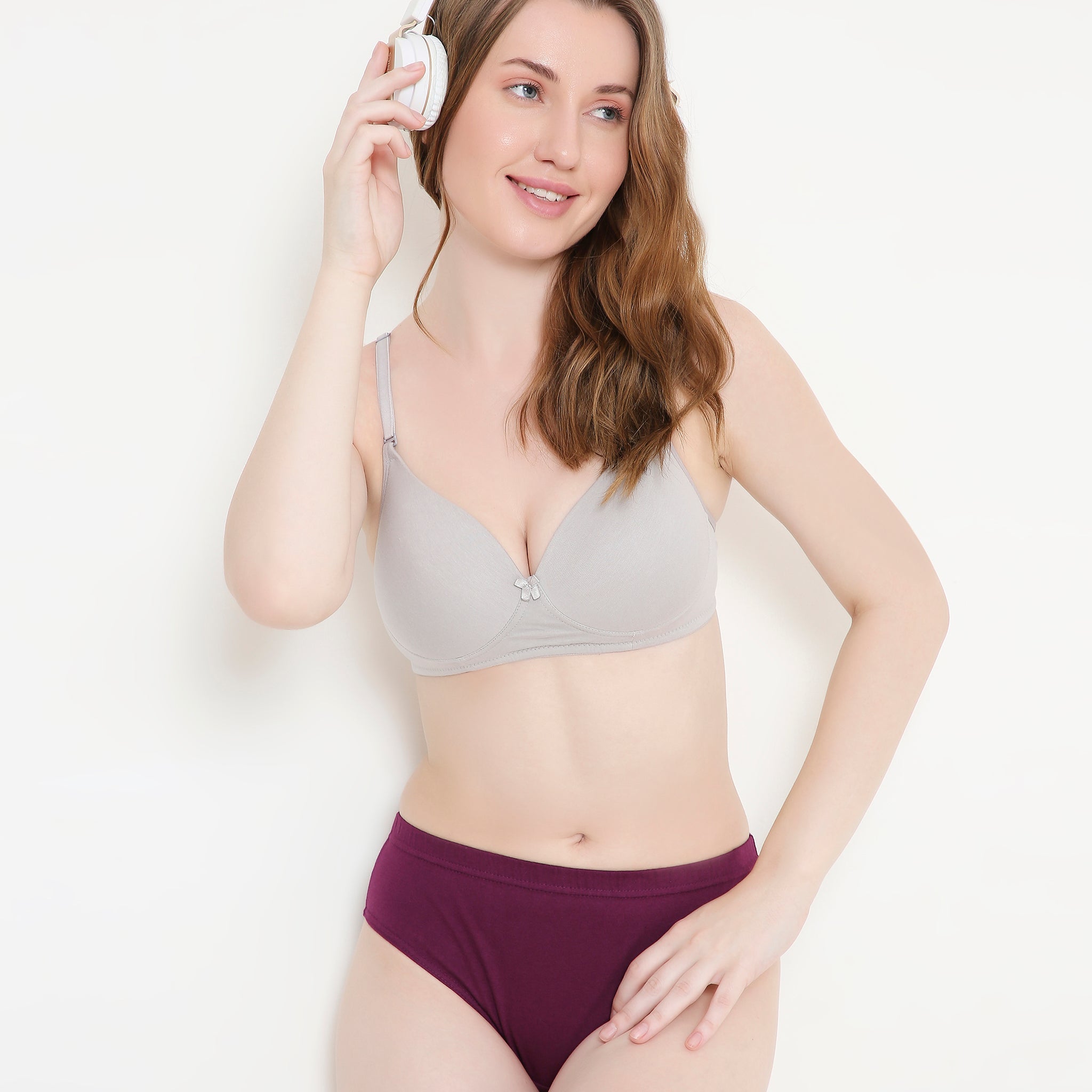 Everyday Comfort Padded Stretchable Cotton T-Shirt Bra - Light Grey