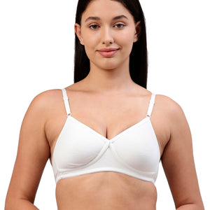 Dazzle Solid White All Day Long Essential Bra for Women