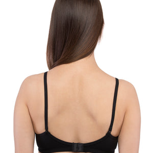 Elle Solid Black Cotton T-Shirt Bra for Women