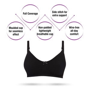 Elle Indigo Blue Cotton T-Shirt Bra for Women