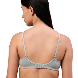 Elle Grey Melange Cotton T-Shirt Bra for Women