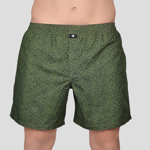 BOKSA Men's Printed Cotton Boxer Shorts with Side Pockets - Green Abstract