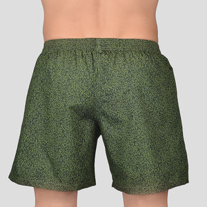 BOKSA Men's Printed Cotton Boxer Shorts with Side Pockets - Green Abstract