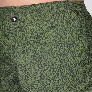 BOKSA Men's Printed Cotton Boxer Shorts with Side Pockets - Green Abstract