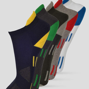 FRENCHIE PO4 COLOR BLOCKING DESIGN-05 ANKLE CUT ASSORTED COTTON SOCKS