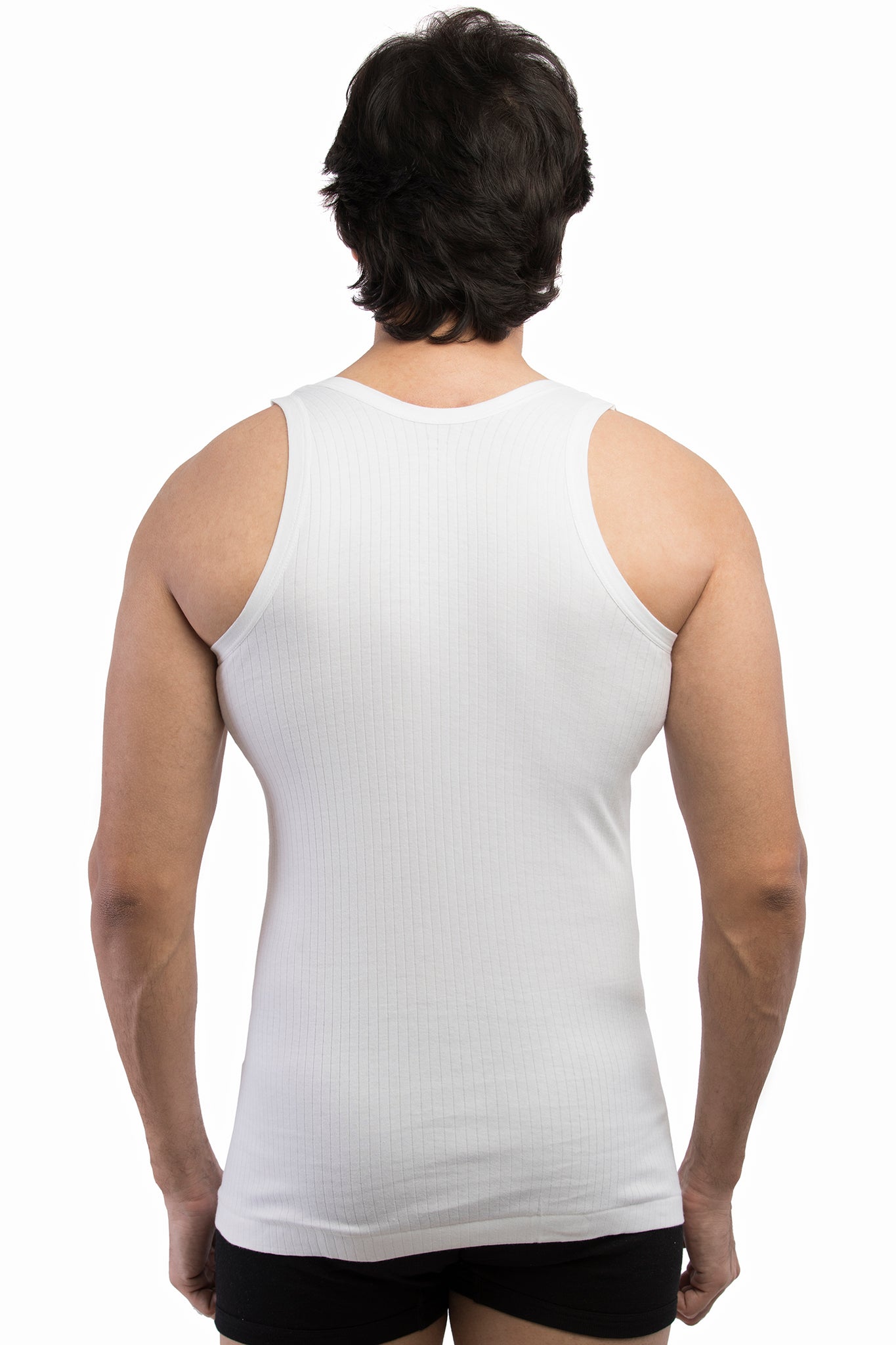 VIP Linear Round Neck Men's Cotton Vest - White