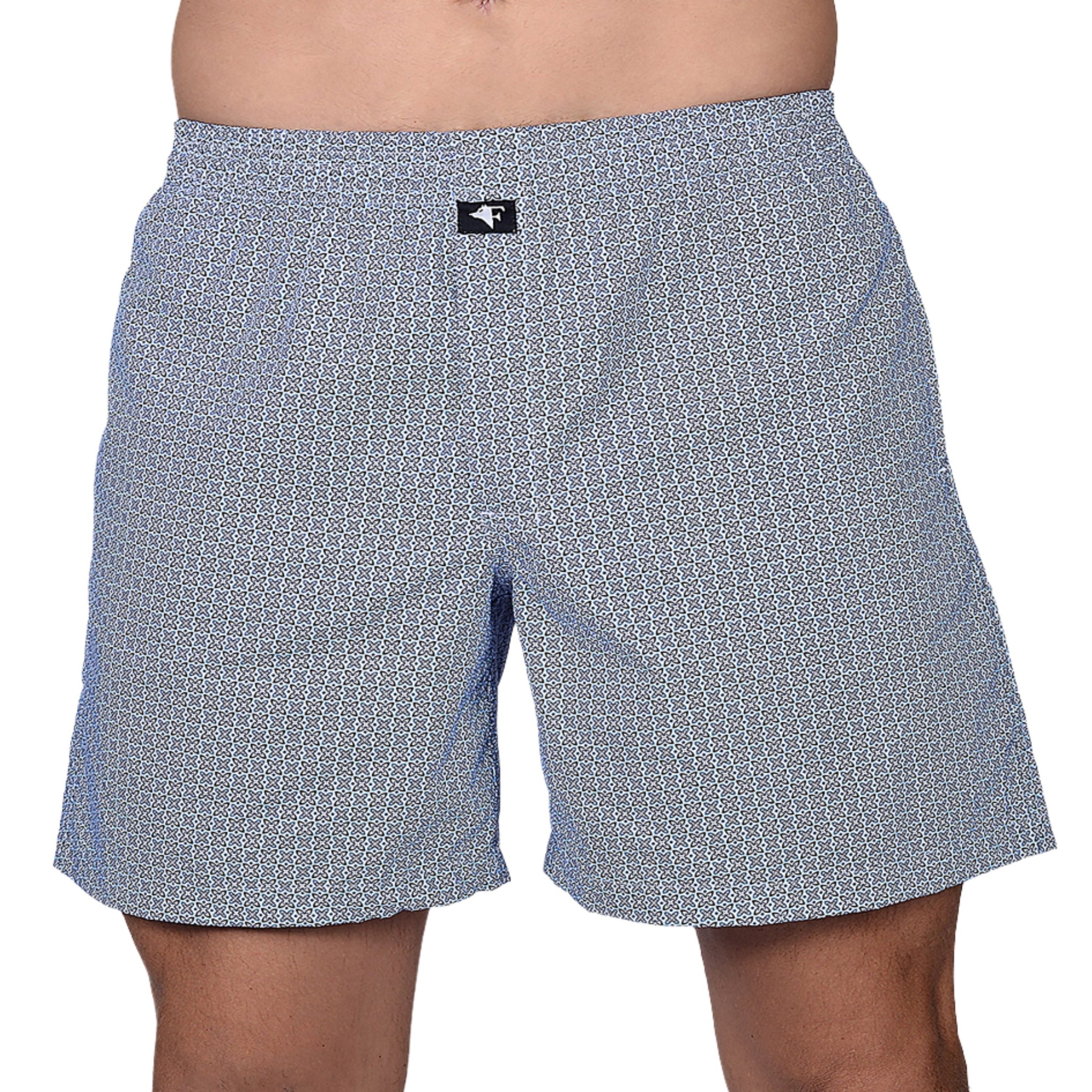BOKSA Men's Printed Cotton Boxer Shorts with Side Pockets - Star Ocean