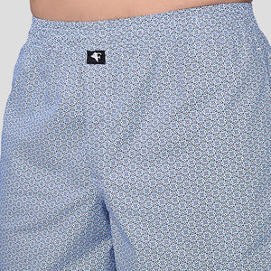 BOKSA Men's Printed Cotton Boxer Shorts with Side Pockets - Star Ocean