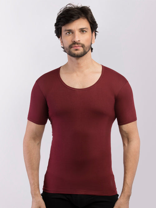 VIP Men's Supreme Round Neck Cotton Vest with Sleeves - Assorted Colours