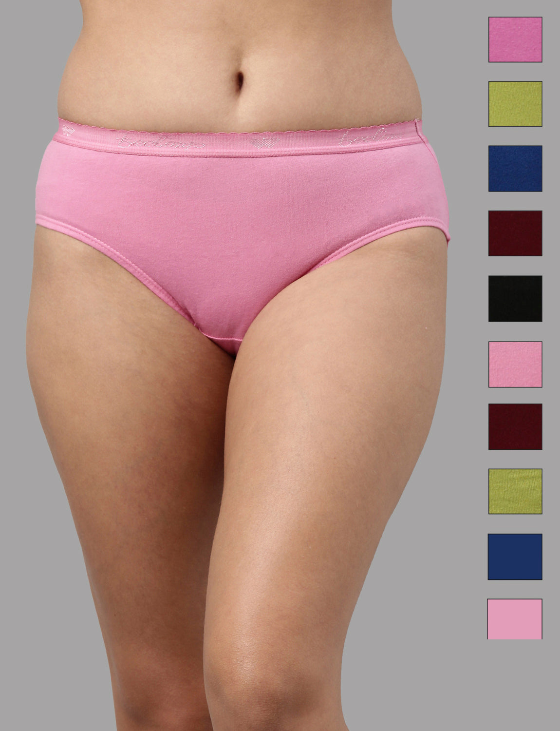 Amelie 103 Solid Outer Elastic Cotton Hipster Panty - Assorted Colours AS02