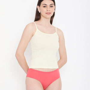 Lime Yellow Pure Cotton Innerwear Camisole with Slender Straps