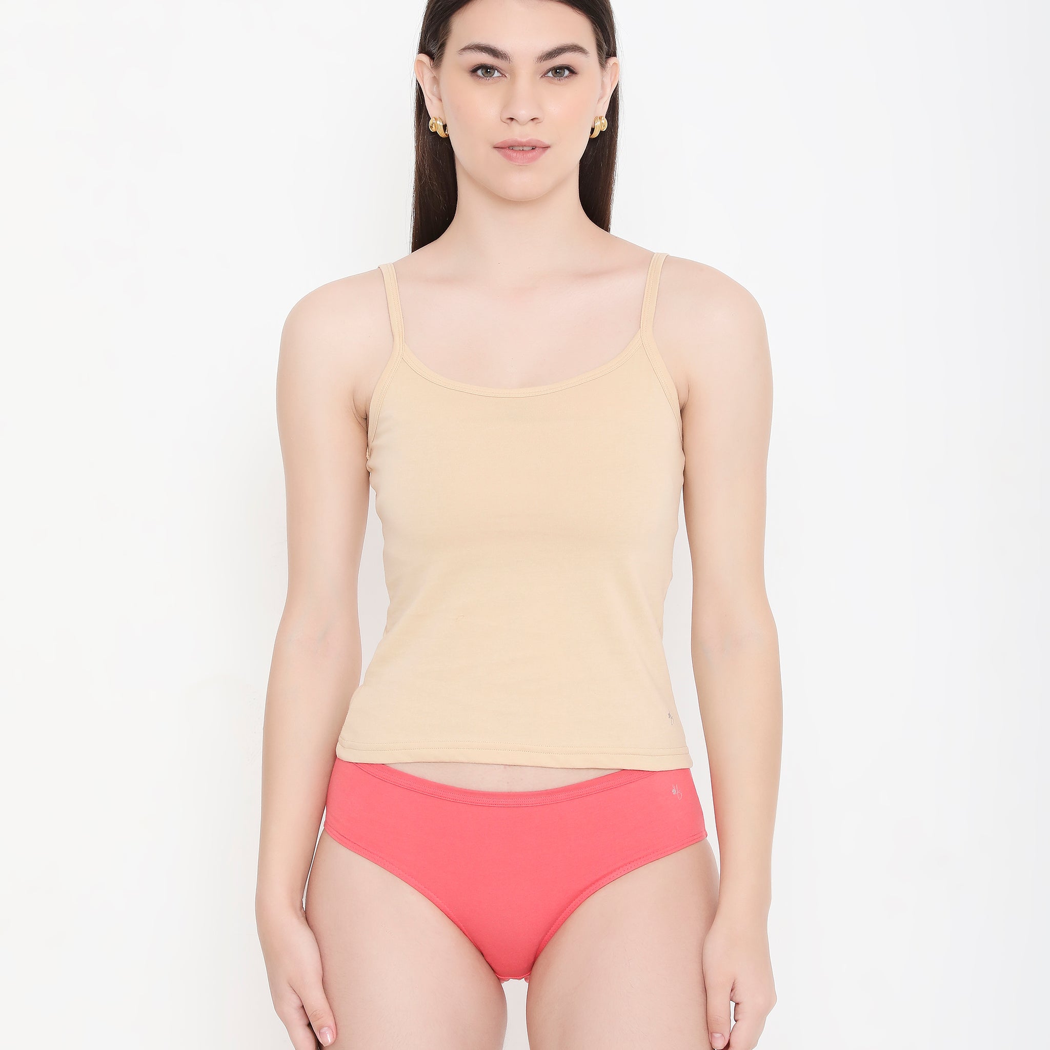 Solid Skin Pure Cotton Innerwear Camisole with Slender Straps for Women