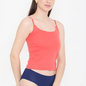 Women 100% Soft Cotton Innerwear Camisole with Adjustable Straps - Tomato
