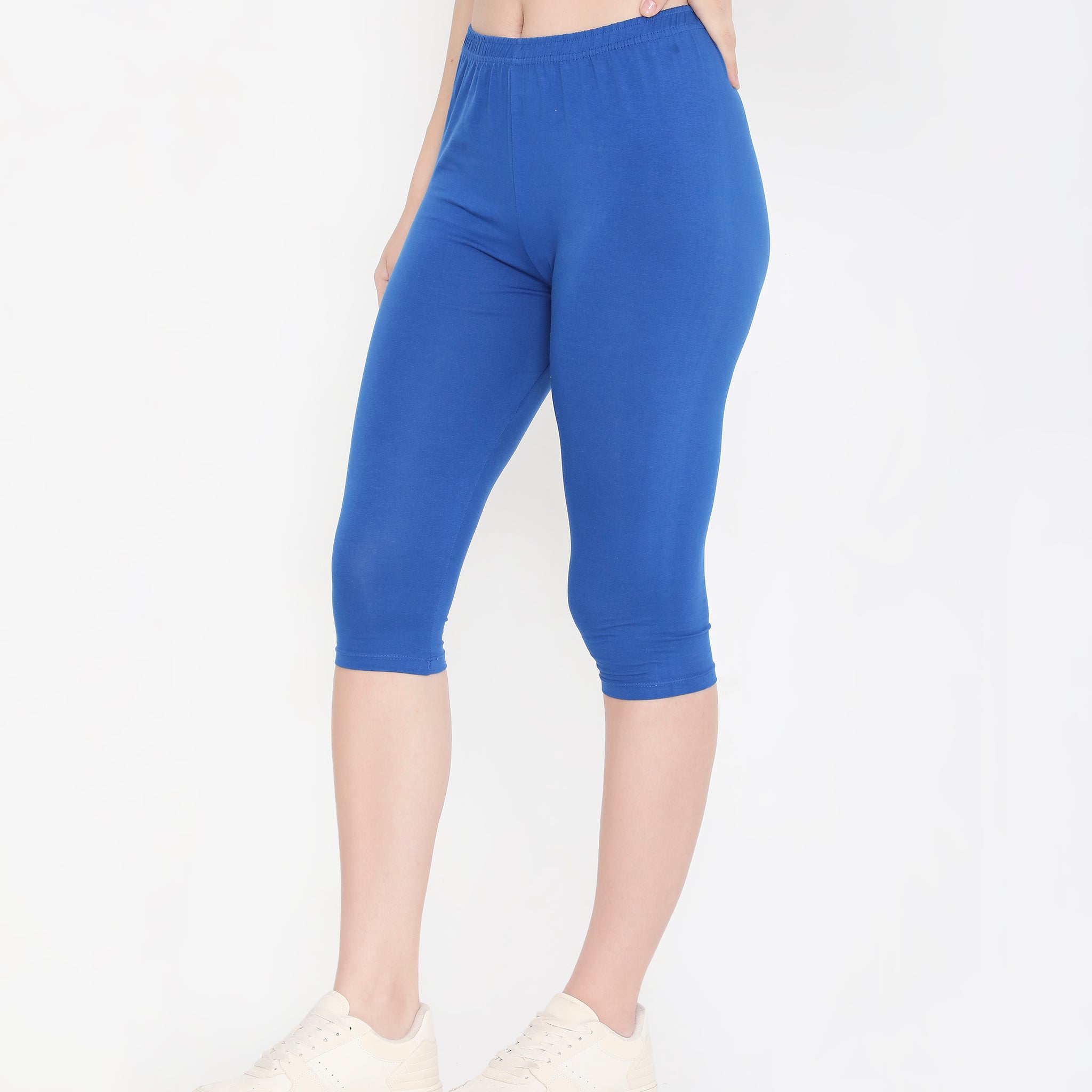 WOMEN ROYAL BLUE SOFT COTTON EVERYDAY CAPRI