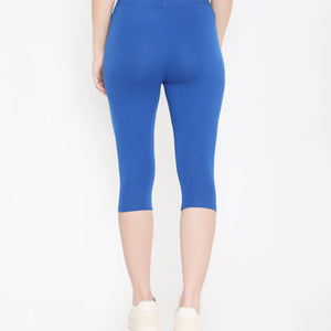 WOMEN ROYAL BLUE SOFT COTTON EVERYDAY CAPRI