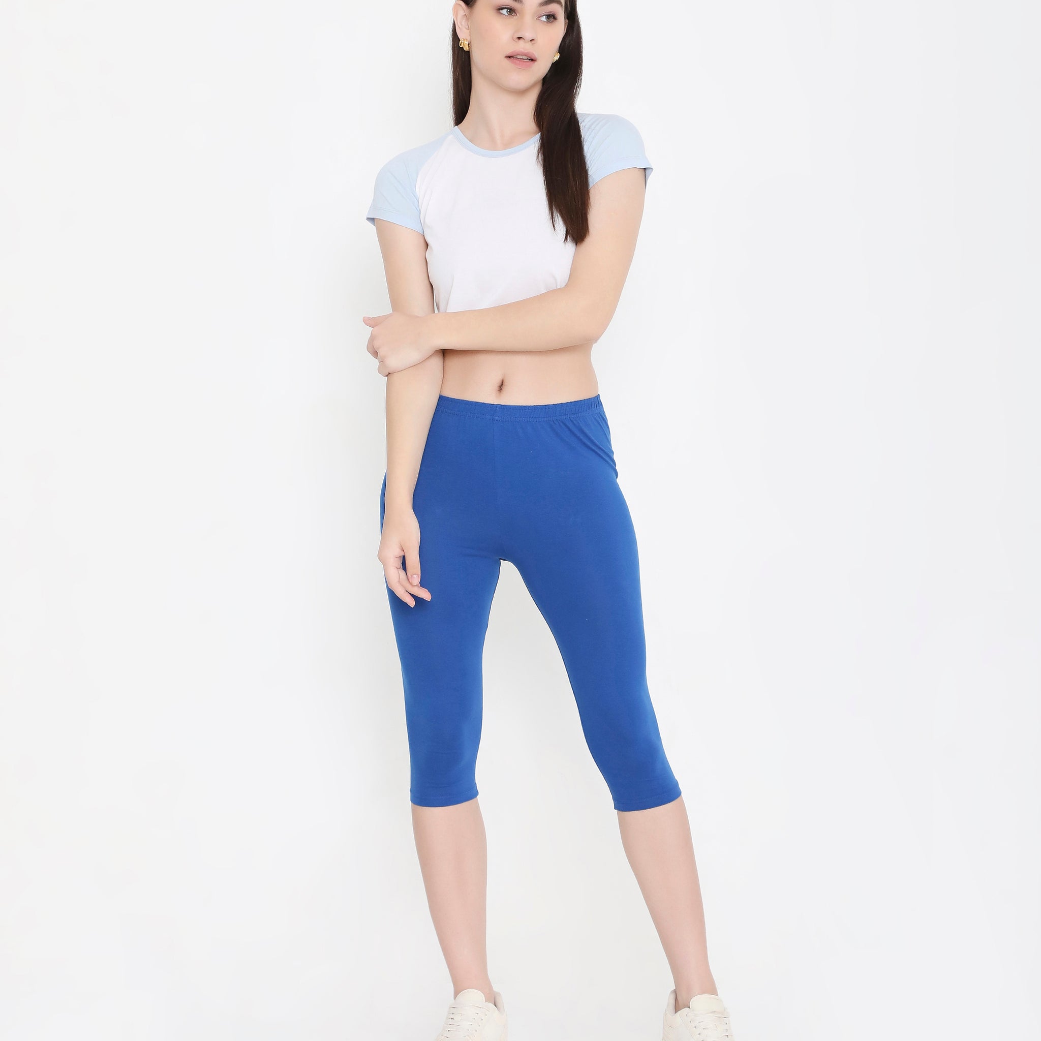 WOMEN ROYAL BLUE SOFT COTTON EVERYDAY CAPRI