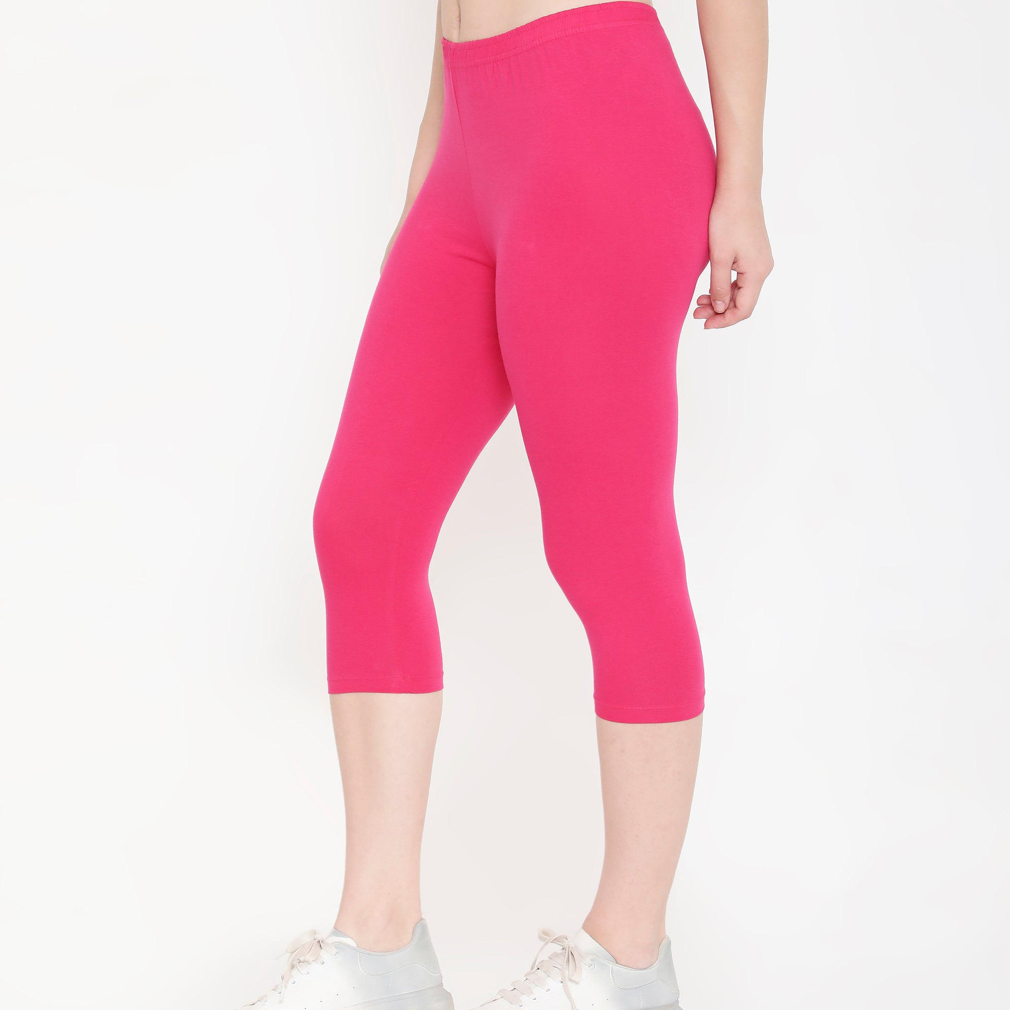 DARK PINK SOFT COTTON EVERYDAY CAPRI FOR WOMEN