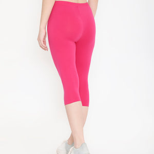 DARK PINK SOFT COTTON EVERYDAY CAPRI FOR WOMEN