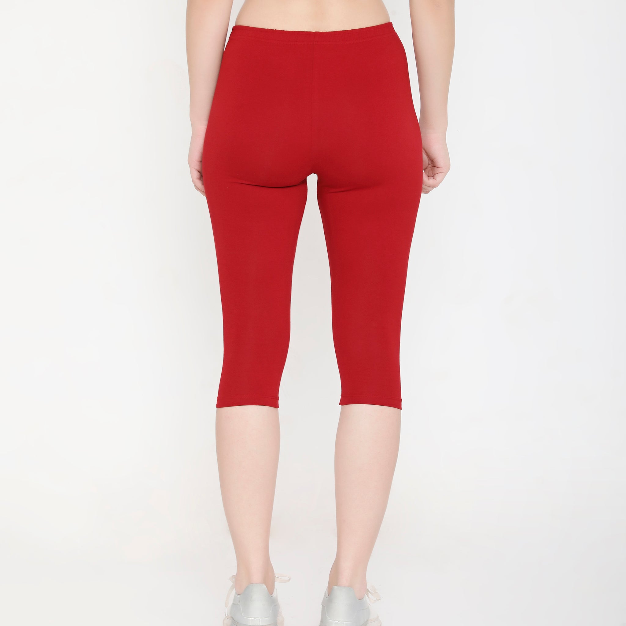 SOLID MAROON SOFT COTTON EVERYDAY CAPRI FOR WOMEN