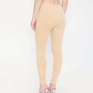 SOLID SKIN ANKLE-LENGTH COTTON LEGGINGS FOR WOMEN