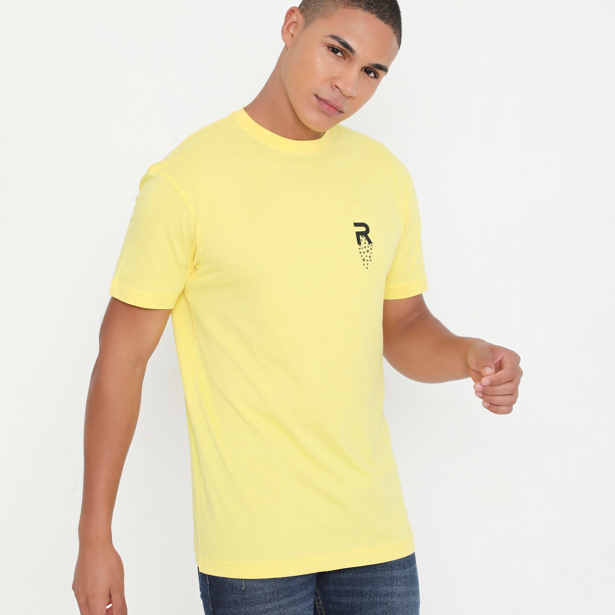 Men Solid Yellow Leisurewear Cotton Tee - 002