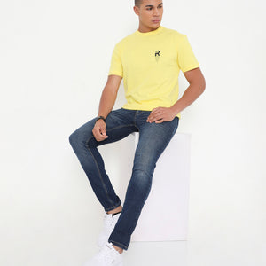 Men Solid Yellow Leisurewear Cotton Tee - 002