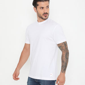 Men's Solid White 004 Leisurewear Essential Cotton Tee