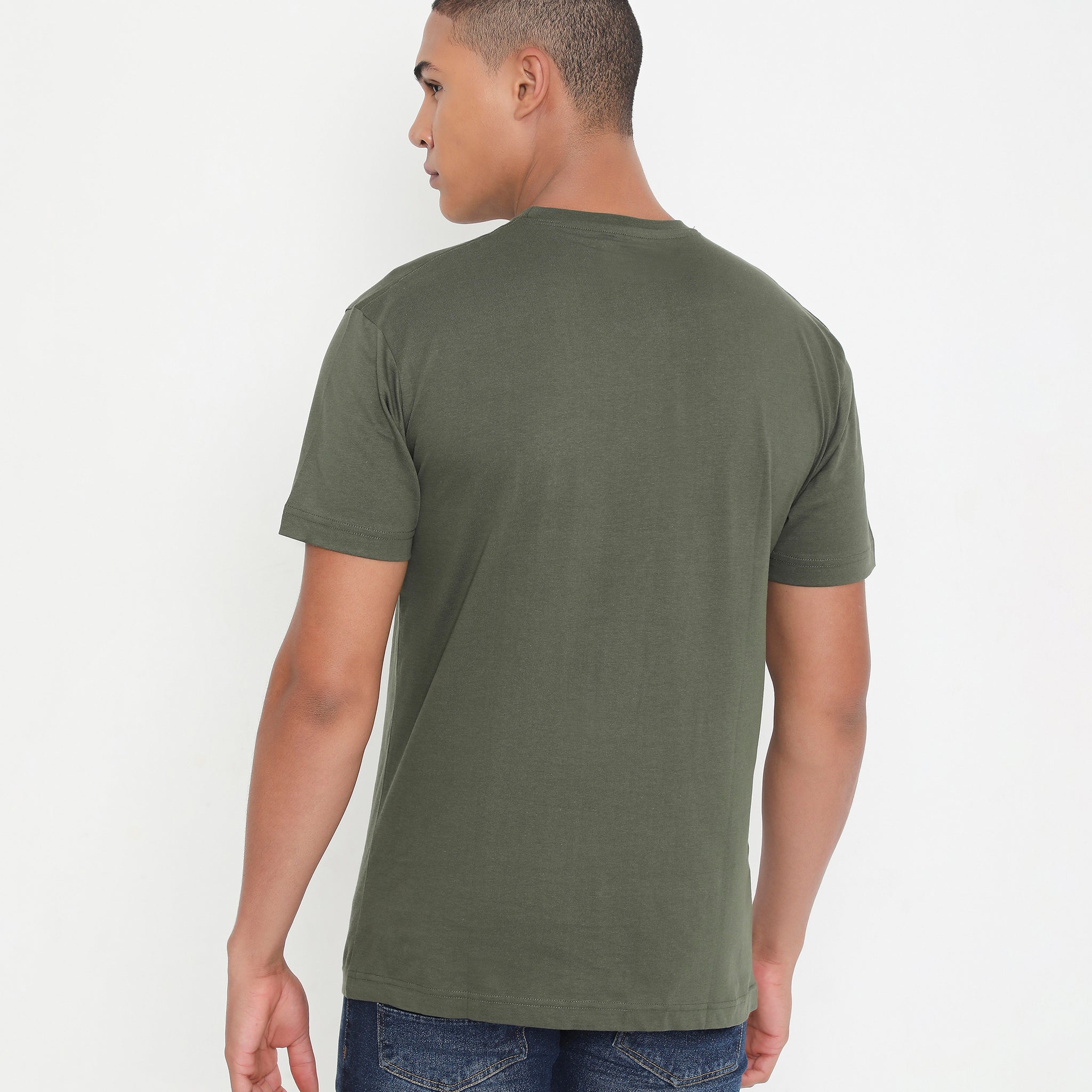 Men Solid Green Leisurewear Cotton Tee - 002